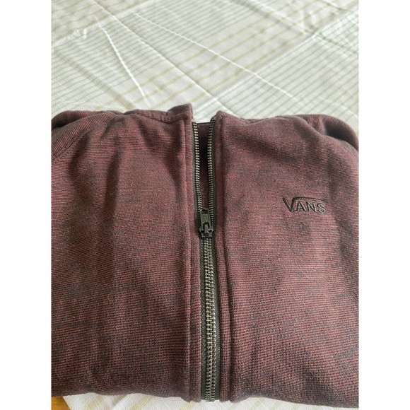 Vans Off The Wall EUC Hooded Full Zip Pocketed Sweatshirt Maroon & Black Size S - Picture 8 of 8